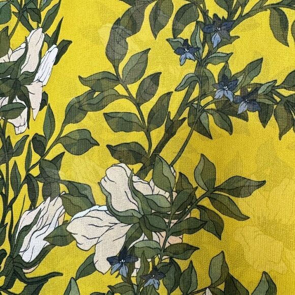 Cabi Spring Scene Blouse Yellow Floral Sheer Bell Sleeve Top XS - Picture 3 of 6